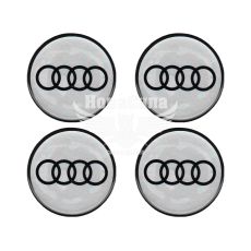 Наклейка AUDI на колпаки (серебряная) (силикон) диам. 5х5