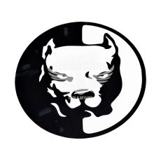 Наклейка Голова Пса (круг чорний) 15х15