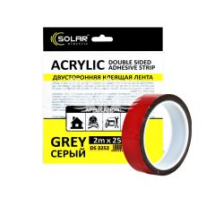 Скотч двохстор. 25мм. 2м. (Solar) Acrylic (серый усил.)