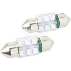 Лампочка 2-х цокольная LED T11_C8W SMD зеленая 6-диодов 24V-0,7Вт SV8.5-8 28мм. (Futura) (к-т.-2шт.)