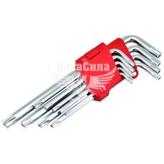 Набір зірочок Г-подібних ключів TORX з отвором (Carlife) Cr-V