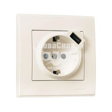 LEZARD LESYA Розетка одинарна з/з + USB роз'єм, крем