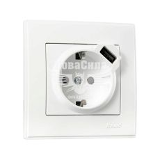 LEZARD LESYA Розетка одинарна з/з + USB роз'єм, білий