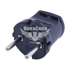Вилка електрична E.NEXT e.plug.002.10, без заземленням,10А, чорна (s9100045)