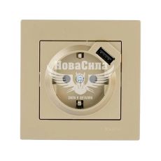 Розетка одинарна Lezard Mira з/з + USB роз'єм, крем (701-0303-181)