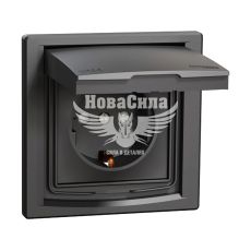 Розетка одинарна Schneider Electric Asfora з/з з кришкою, антрацит (EPH3100371)