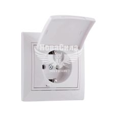 Розетка одинарна Lezard Mira з/з з кришкою, білий (701-0202-123В)