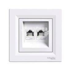 Розетка комп'ютерна подвійна Schneider Electric Asfora RJ45 CAT5e, білий (EPH4400121)