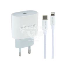 Зарядне для портативних пристроїв 220V (Konfulon) 1USB-C 20W (з кабелем Type-C-Lightning) (DC13)