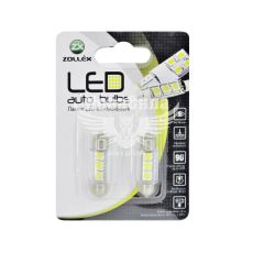 Лампочка 2-ох цокольна LED T11_C5W SMD біла 3-діоди 12V-5Вт SV8.5-8 36мм. (Zollex) (к-т.-2шт.) (V2219)