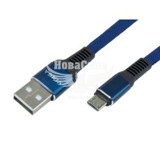 Кабель для зарядки моб. телеф. USB-A to MicroUSB (Vinga) 1м. синій (VCPDCMFNB1B)