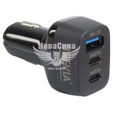 Зарядне для портативних пристроїв 12-24V (Brevia) 1USB-A, 2USB-C, 78W (46078DCUB)