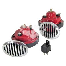 Сигнал ракушка (Vitol) 12V 2-конт. красн./черн. хром. крышками. (CA-10123)