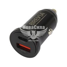 Зарядне для портативних пристроїв 12-24V (Brevia) 1USB-A, 1USB-C, 30W (46430CAB)