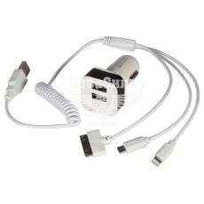 Зарядное для портативных устройств 12-24V (Vortex) 2USB-A 2100mA с кабелем