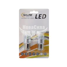 Лампочка 1-но конт. груша белая LED SMD 12V 8-диодов P21W BA15s (Solar) (к-т.-2шт.) (LS296_B2)