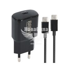 Зарядне для портативних пристроїв 220V (Brevia) 1USB-C, 20W (з кабелем Type-C - Type-C) (45020CCB)