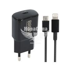 Зарядне для портативних пристроїв 220V (Brevia) 1USB-C, 20W (з кабелем Type-C - Lightning) (45020CLB)