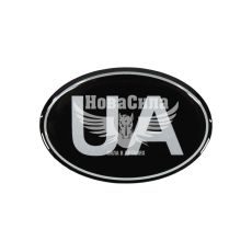 Наклейка UA (овал черный фон) (силикон) 6,7х4,6 (68-31)