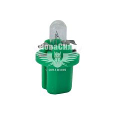Лампочка без цоколя семечка W1.2W зелена 12V-2Вт B8.5d (Brevia) (з патроном) (упак.-10шт.) (12336C)