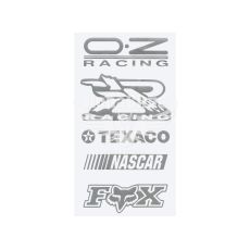 Наклейка с надписью в ряд (O-Z, RACING, TEXACO, NASCAR) (Серебряный.) 28х14 (62-51)
