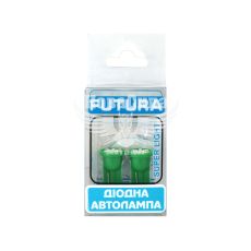 Лампочка без цоколя LED T10_W5W SMD зелена 6-діодів 24V W2.1x9.5d (Futura) (к-т. 2шт.) (60523)