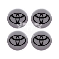 Наклейка Toyota на колпаки (силикон) серебряная диам. 5х5 (67-82)