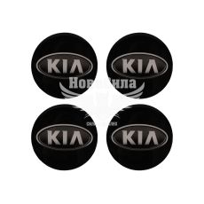 Наклейка KIA на колпаки (силикон) черная диам. 5х5 (68-14)
