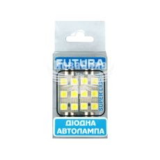 Лампочка 2-х цокольная LED T11_C10W SMD белая 6-диодов 24V-1,7Вт SV8.5-8 41мм. (Futura) (к-т.-2шт.) (30421)