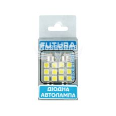 Лампочка 2-х цокольная LED T11_C10W SMD белая 6-диодов 24V-1,7Вт SV8.5-8 35мм. (Futura) (к-т.-2шт.) (30321)