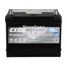 АКБ Азия 75-А/Ч (Exide) (Premium) (R+) 630A (270x172x222мм.) (EA754)