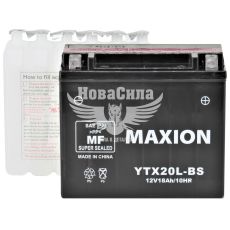 АКБ мото кислотный 12V 18-А/Ч R+ (Maxion) (175х87х155) (YTX20L-BS)