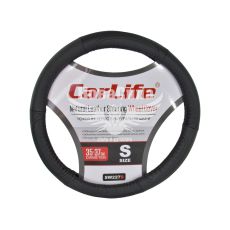 Чохол руля S шкіра чорний 35-37см. (CarLife) (SW227S)