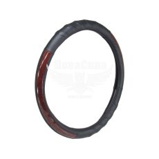 Чохол руля L чорний з коричневими вставками 39-41см. (CarLife) (SW129L)