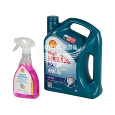 Промонабор (Shell) моторное масло дизель 10W-40 Helix HX7 Diesel 4л.+ средство для удаления насекомых 0,5л
