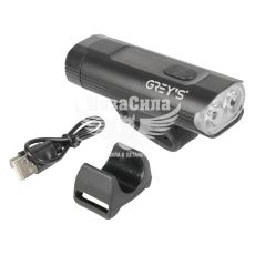 Фара велосипедна (Greys) 2xCree LED 1000lm, кріпл. на кермо, 4800mAh, роб. до 100 год, дисплей (GR10190)