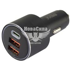 Зарядне для портативних пристроїв 12-24V (Brevia) 2USB-A, 1USB-C, 66W (46066DUCLB)