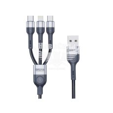 Кабель для зарядки моб. телеф. USB-A to Type-C + Lightning + MicroUSB (Brevia) 1.2м. чорний, Box (59120BULMCC1)