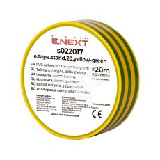 Ізолента E.NEXT e.tape.stand.20.yellow-green, жовто-зелена (20м) (s022017)