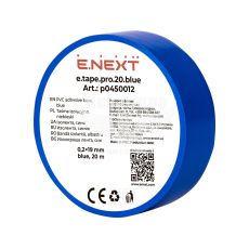 Ізолента E.NEXT e.tape.pro.20.blue із самозагасаючого ПВХ, синя (20 м) (p0450012)