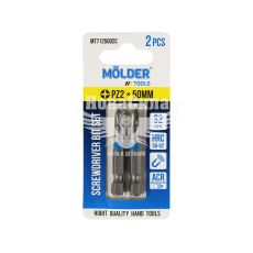 Насадка для отвертки PZ2 50мм. (Molder Tools) 2шт. цветная маркировка S2 (бита) (MT7125002C)
