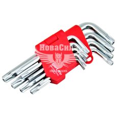 Набір зірочок Г-подібних ключів TORX з отвором (Carlife) Cr-V, T10-T50 (WR2111)