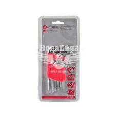 Набір зірочок Г-подібних ключів TORX з отвором (Intertool) Cr-V, T10-T50, 55HRC (HT-0604)