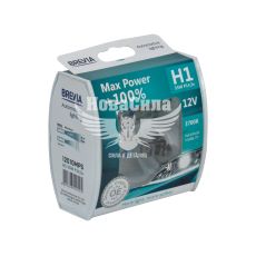 Лампочка галогенна H1 P14.5s 12V-55Вт (Brevia) +100 (Max Power) (к-т.-2шт.) (12010MPS)