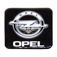 Наклейка з написом Opel (чорне тло) (силікон) 7х7 (71-64)