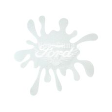 Наклейка Клякса Ford (белая) 12х11 (105-15)