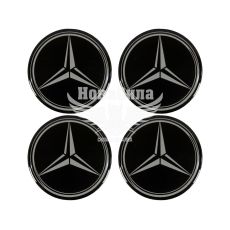 Наклейка Mercedes Benz на колпаки (черная) (силикон) диам. 5х5 (68-2)
