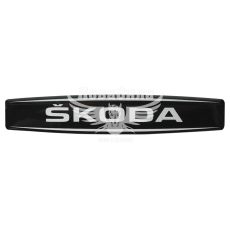 Наклейка з написом Skoda (чорне тло) (силікон) 12х2,2 (71-16)