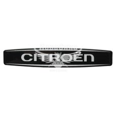 Наклейка з написом Citroen (чорне тло) (силікон) 12х2,2 (69-77)
