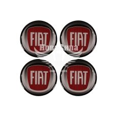 Наклейка Fiat на колпаки (силикон) красная диам. 5х5 (67-89)